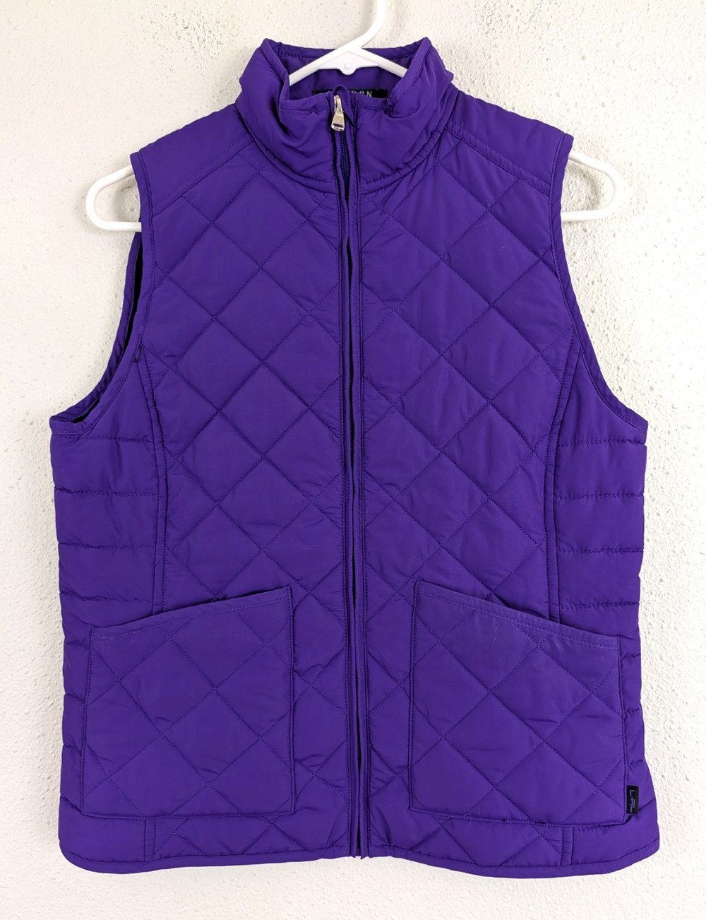 Lauren Ralph Lauren sz M Quilted Puffer Vest thin purple fully zips pockets 1753